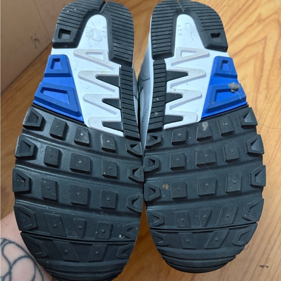 Nike White and Gray Sneakers with Teal Swoosh - Picture 2 of 4